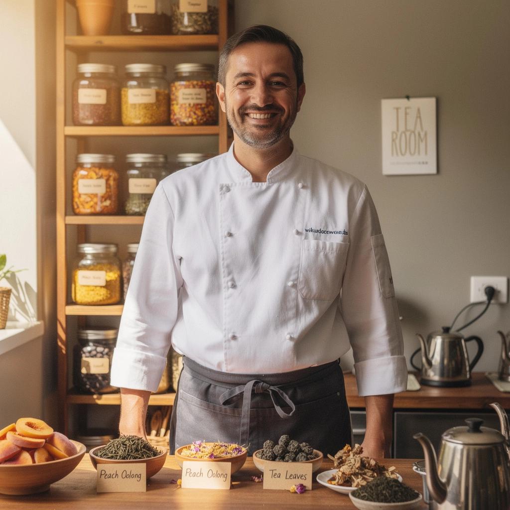 Un verre de thé Oolong à la pêche, décoré de fleurs comestibles colorées.