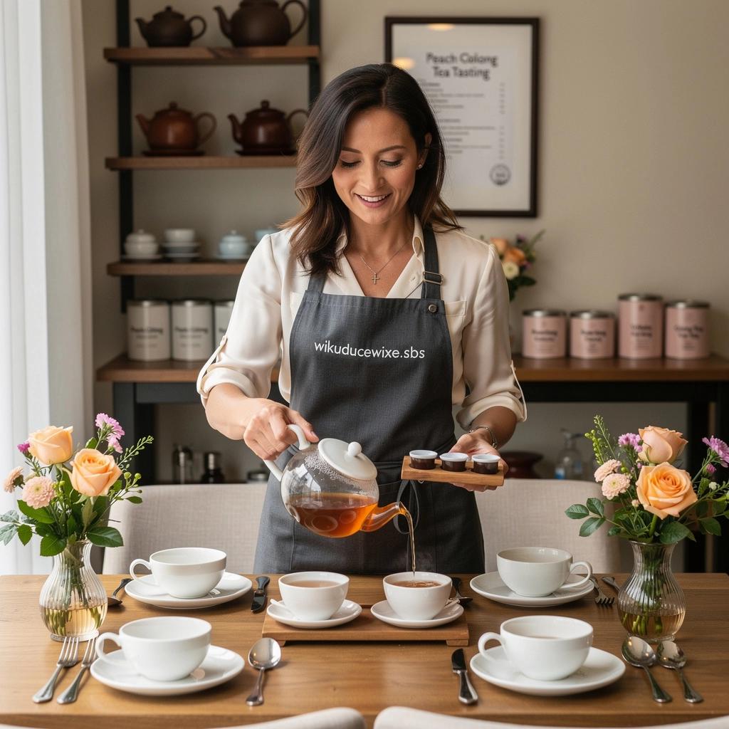 Un assortiment de pêches juteuses et de feuilles de thé, illustrant la fusion fruitée.